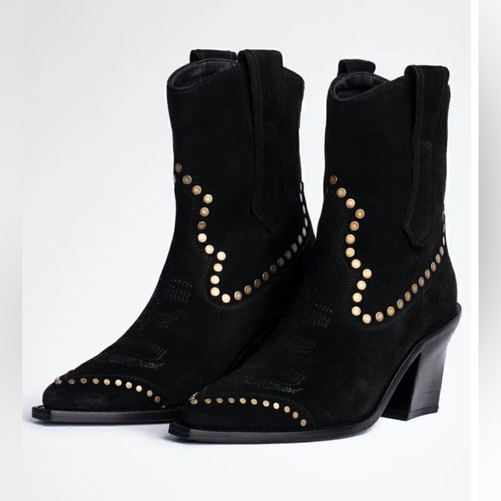 Zadig & Voltaire Cara Suede Cowboy Boot 36/5-5.5 New